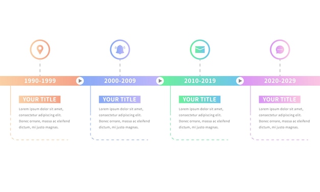 Vector an infographic template with an icon timeline that describes the business steps