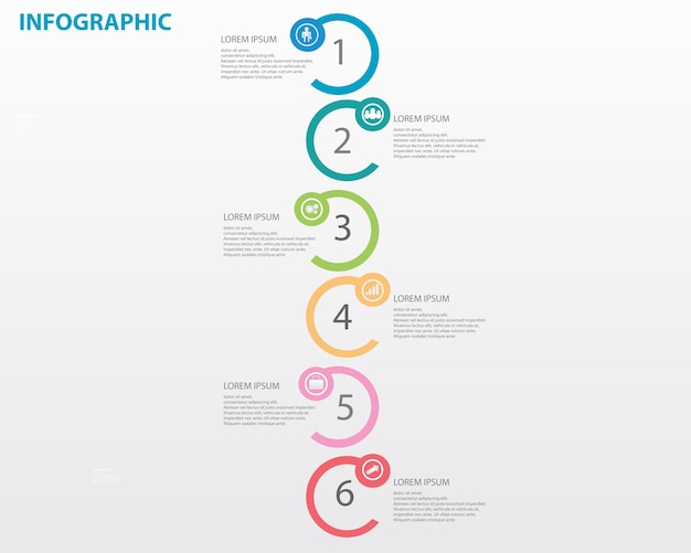 Infographic template with numbers six option