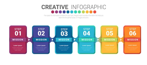 Infographic template with numbers six option