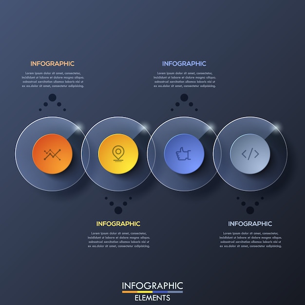 Infographic template with overlapped transparent circular elements