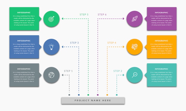 Infographic template with six step