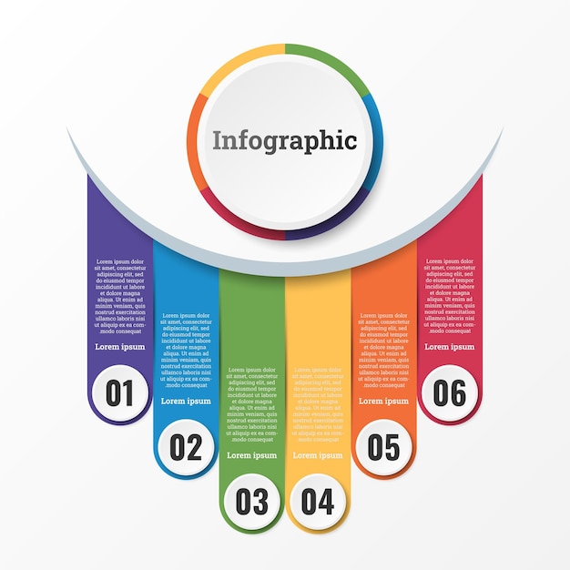 Infographic that reports about the workflow in each step with a total of 6 topics