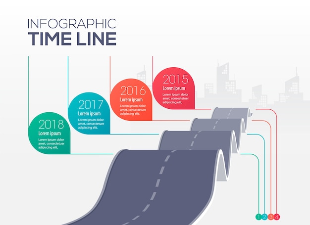 Infographic timeline, bumpy road concept illustration