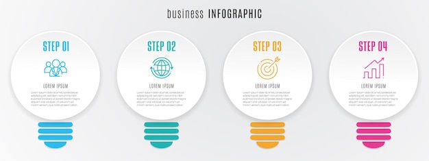 infographic timeline template bulb 4 options