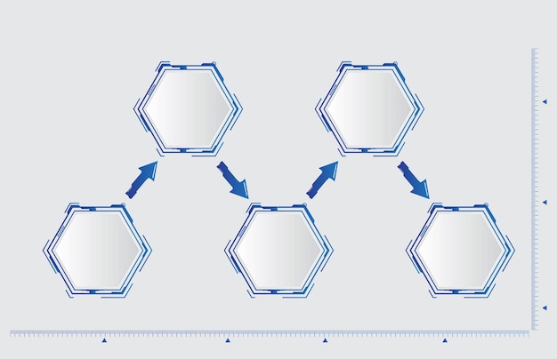 Infographic white template of hexagon hud ui display timeline topic presentation infographic vector
