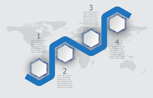 Infographic white template of hexagon hud ui display timeline topic presentation infographic vector