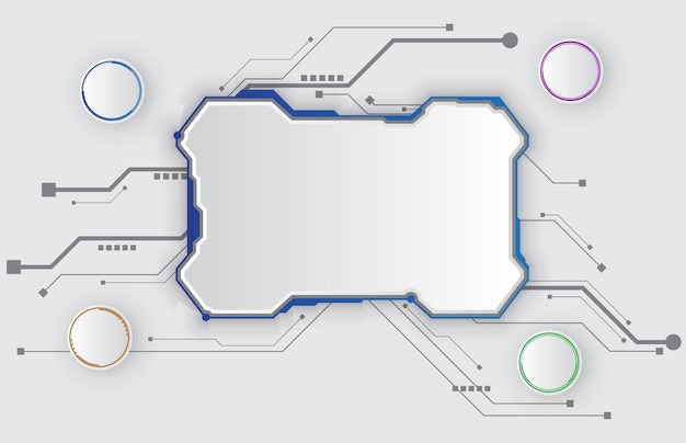 Infographic white template of hud ui display with circuit electronic line presentation infographic vector