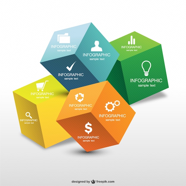 Infographics 3d cube design 