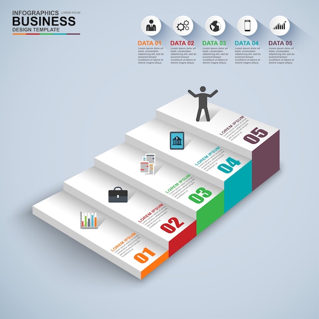 Infographics business stair step success vector design template