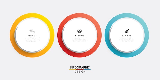 Infographics circle timeline with 3 number data template Vector illustration abstract background