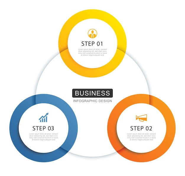 Infographics circle timeline with 3 number data template Vector illustration abstract background