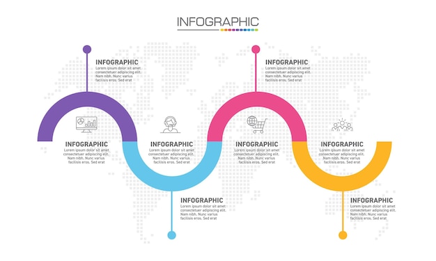 Infographics design 4 steps with marketing icons can be used for workflow layout diagram annual report web design