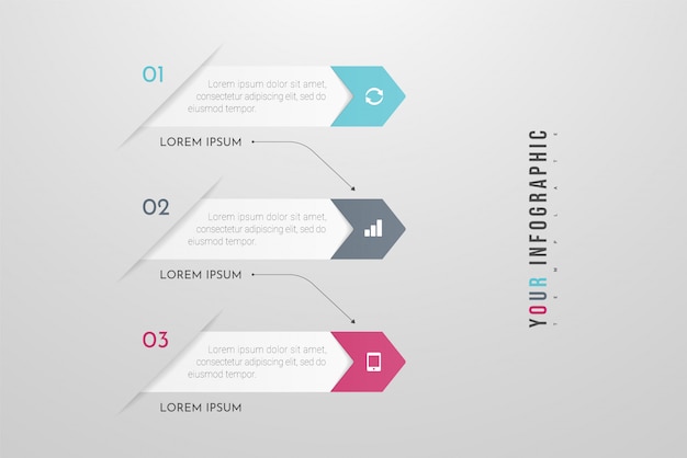 Infographics design and marketing icons with 3 options, steps or processes. Can be used for annual report, flow charts, diagram, presentations, web sites.  illustration