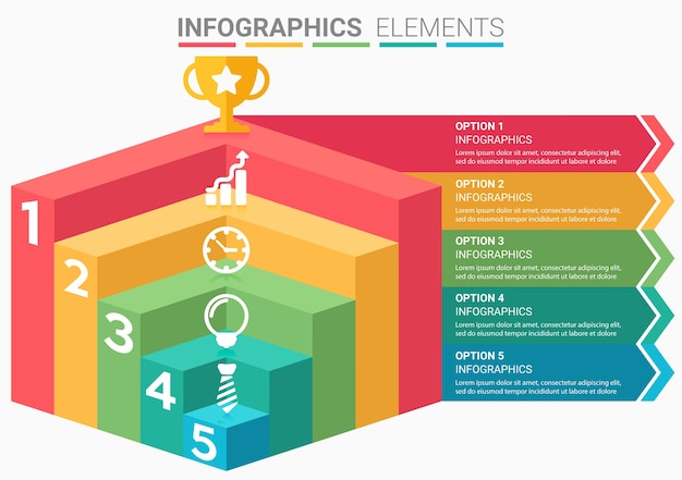 Infographics element abstract design the number top five list template