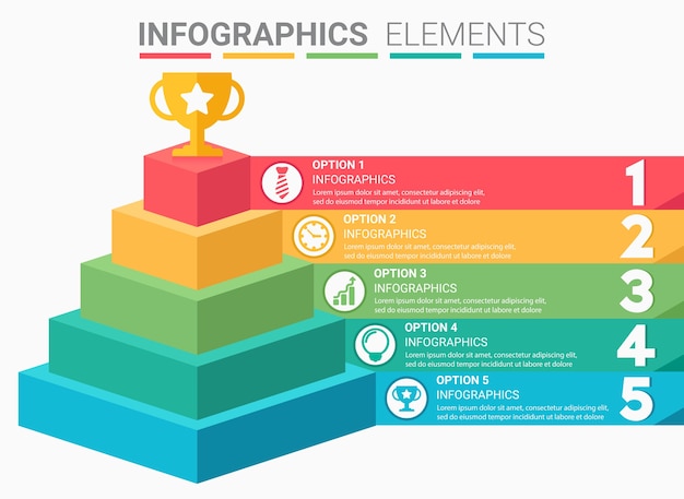 Infographics element abstract design the number top five list template