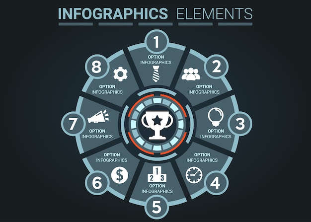 INFOGRAPHICS element abstract the number top eight round successful event concept