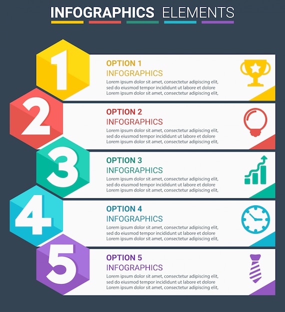 INFOGRAPHICS element design the number top five