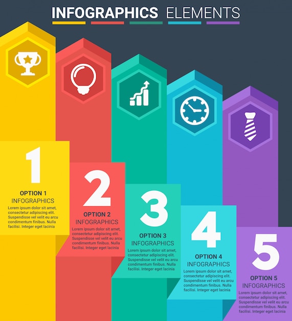 INFOGRAPHICS element design the number top five