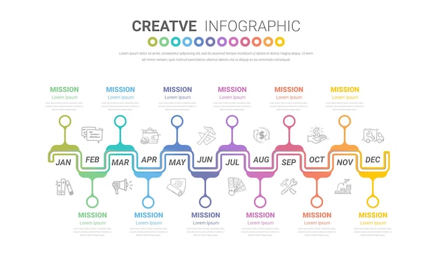 Infographics element with 12 month