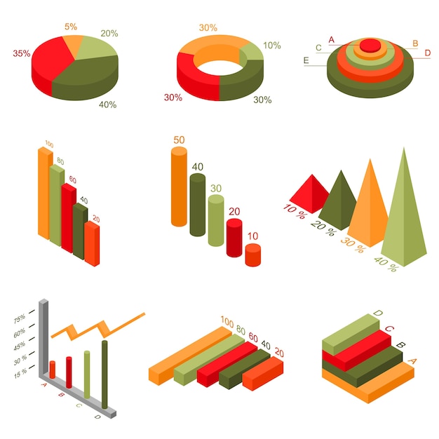 Infographics Elements Charts and Graphs Set