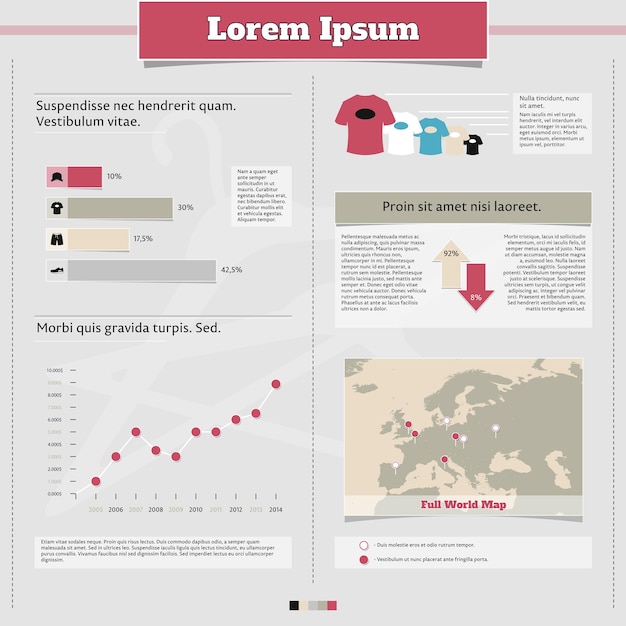 Infographics elements set World Map Icon clothing