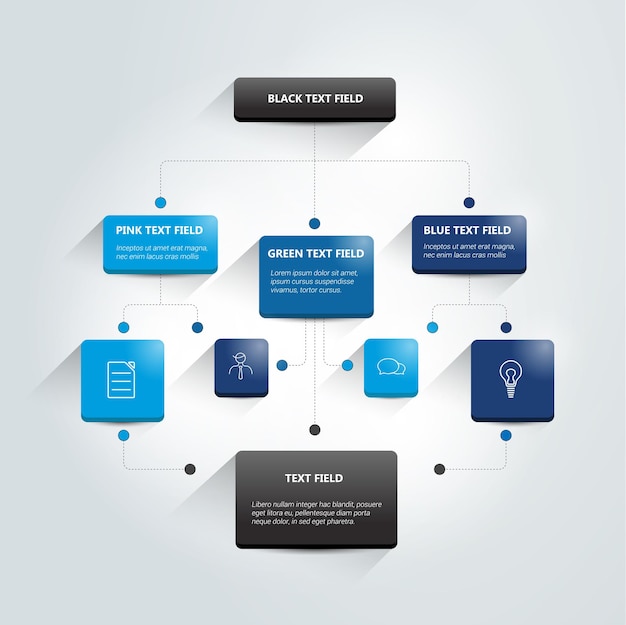 Infographics flowchart Colored shadows scheme