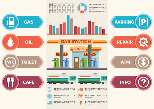 Infographics service gas station vector