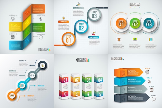 Infographics template set Can be used for workflow layout diagram and timeline elements