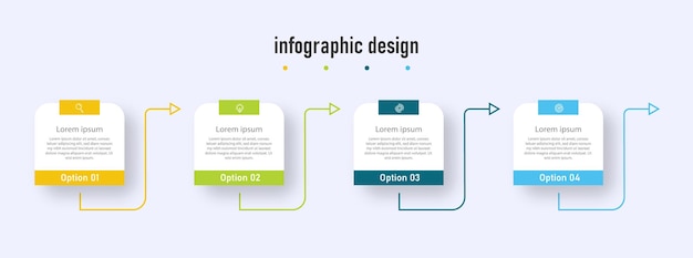 Infographics template timeline with 4 steps options can be used for workflow diagram info chart