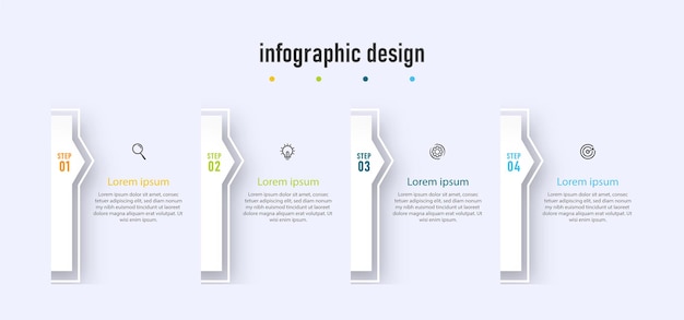 infographics template timeline with 4 steps options can be used for workflow diagram