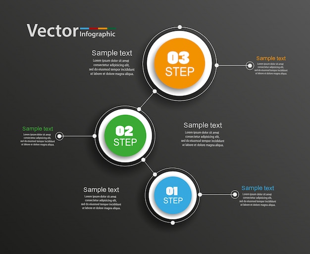 Infographics vector design template with 3 steps