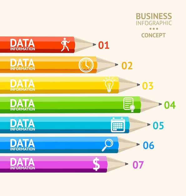 Infographics with pencils for business finance Flat Design