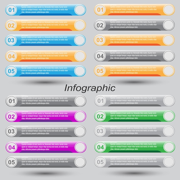 Infographics with steps and options banner for business design and website template