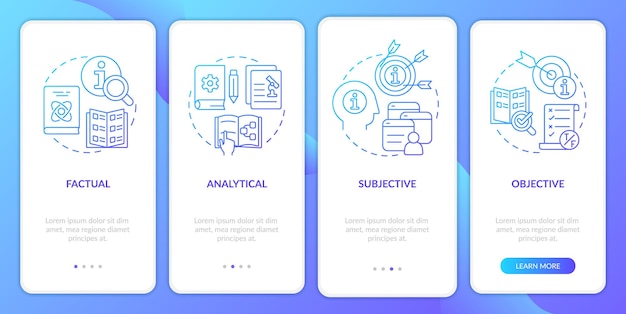 Information kinds blue gradient onboarding mobile app screen