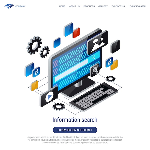 Information search 3d isometric vector concept illustration