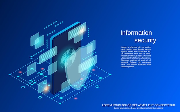 Information security flat isometric vector concept illustration