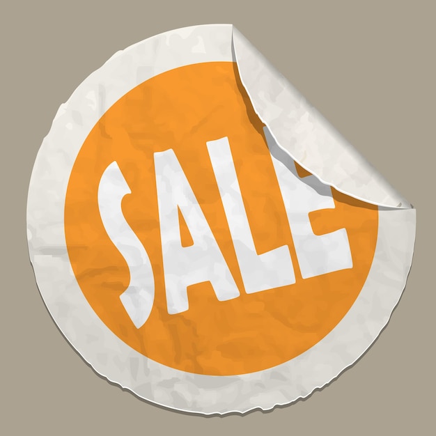 Information symbol sale realistic paper sticker with curved edge