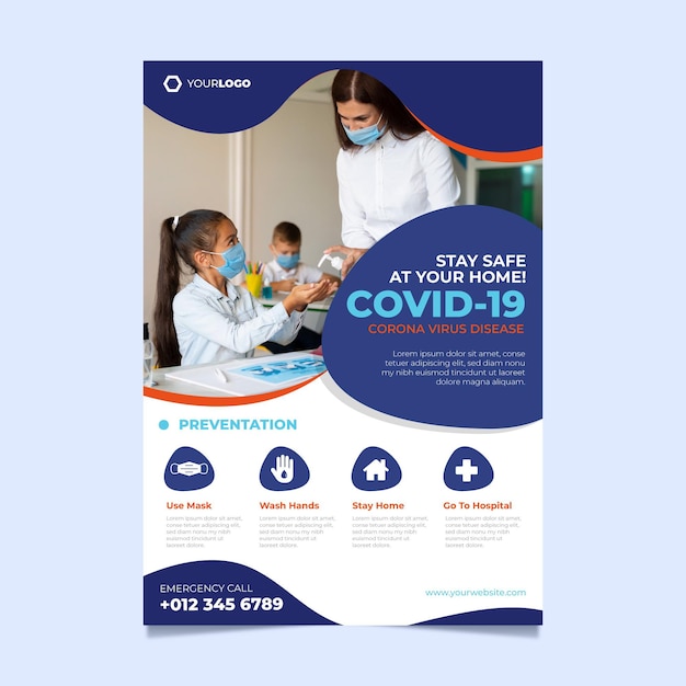 Informative coronavirus flyer template