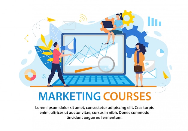 Vector informative flyer inscription marketing courses. 