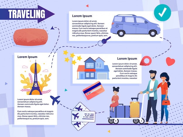 Informative infographic Traveling Family with Child.