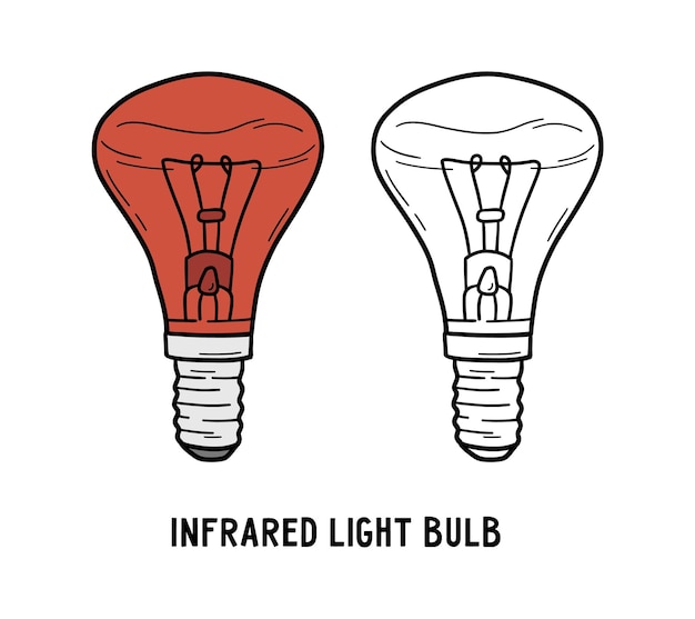 Infrared light bulb red incandescent lamp icon