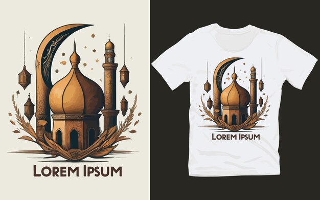 Infuse Your Beauty with A Vibrancy Old Style Ramadan Lantern Mosque Logo T Shirt Design