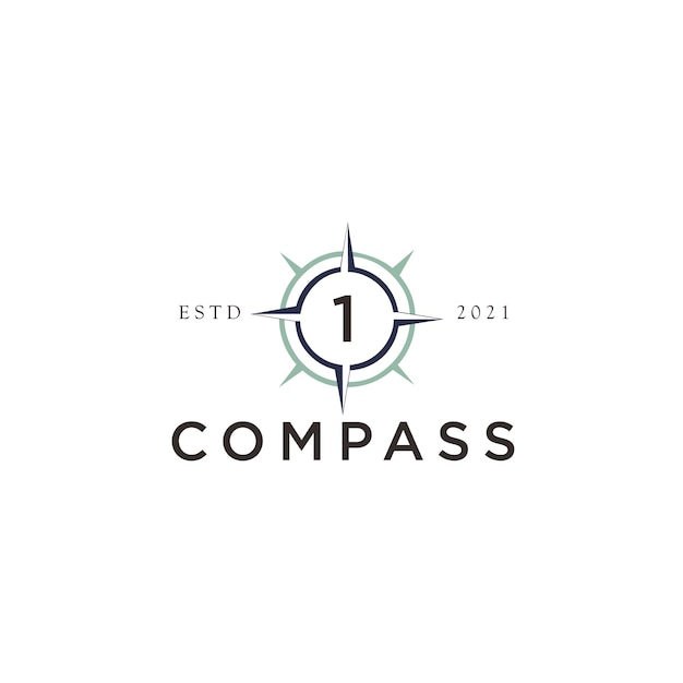 Initial 1 compass logo designs