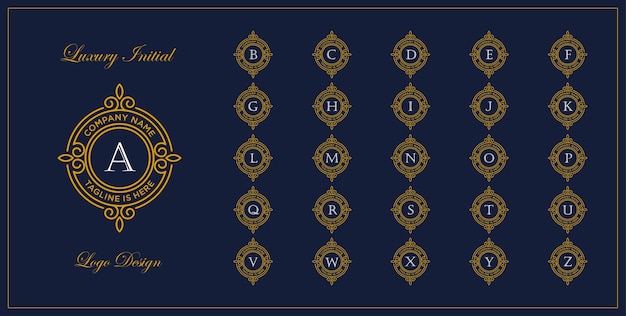 initial alphabet with luxury ornament frame logo design collection