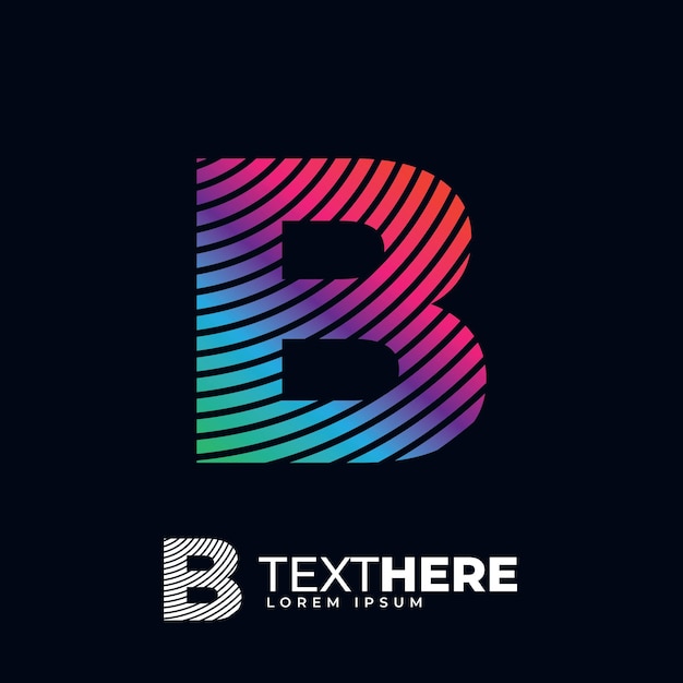 Vector initial b letter colorful modern digital alphabet font rainbow color logo design futuristic font