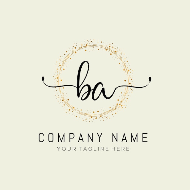 initial BA handwriting logo design vector template illustrationabstract handwriting letter BA logo