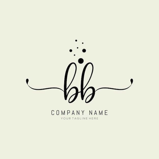 Vector initial bb handwriting logo design vector template dots letter bb logo design vector