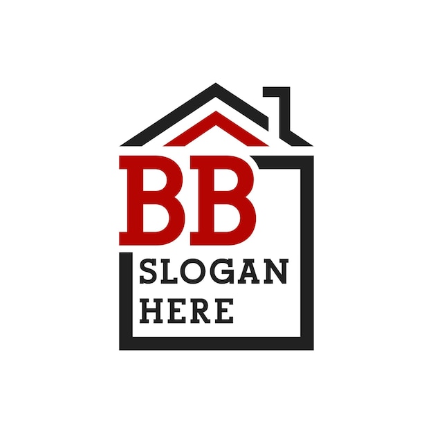 Vector initial bb house logo for roofing letter bb real estate logo