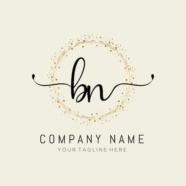 initial BN handwriting logo design vector template illustrationabstract handwriting letter BN logo