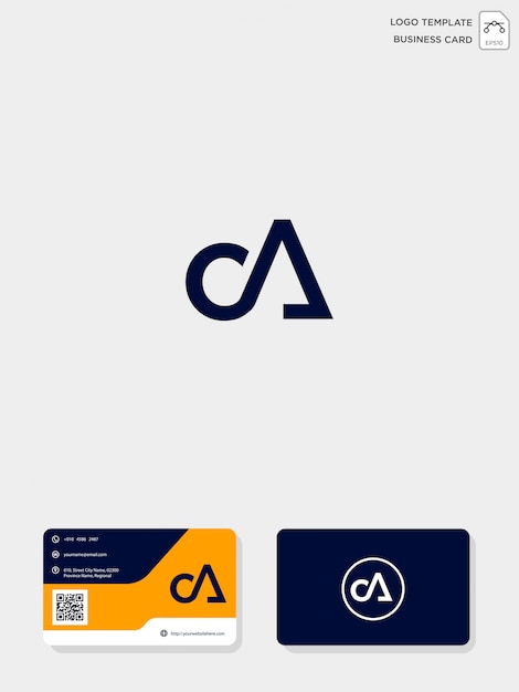 Initial CA or AC creative logo template and business card template